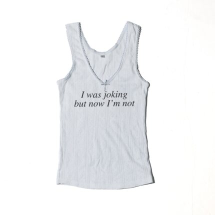 Not Joking Pointelle Tank Top - graphic pointelle tank