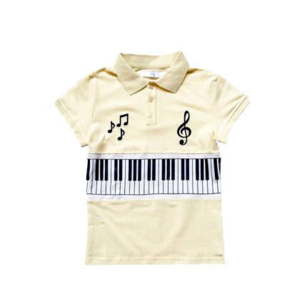 Piano Womens Polo - piano keys print cap sleeve polo